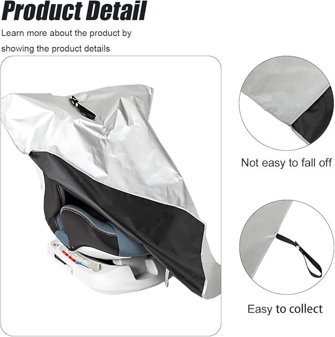 ZIMISI Car Seat Sun Shade Cover, Portable Reflective Infant Automotive Seat Heat Protector Keep Toddler Seats at Cool Temperature, Baby Car Seat Cooler Blocks UV/Sunlight (1PC)