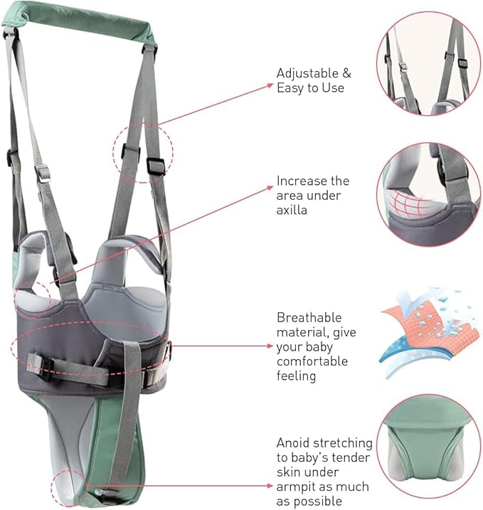 Baby Walking Helper - Adjustable Assistant for Infant Learning With Detachable Harness - for 6-36 Months (A)