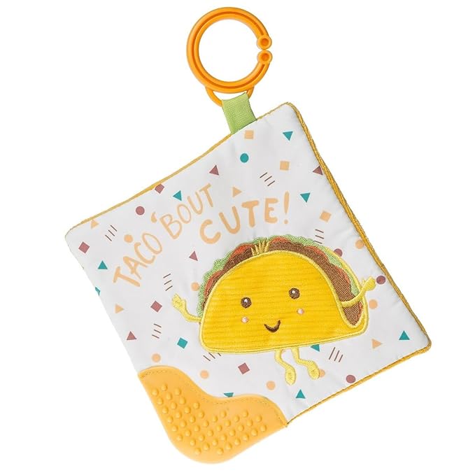Mary Meyer Sweet Soothie Crinkle Teether Toy with Baby Paper and Squeaker, 6 x 6-Inches, Taco Bout Cute