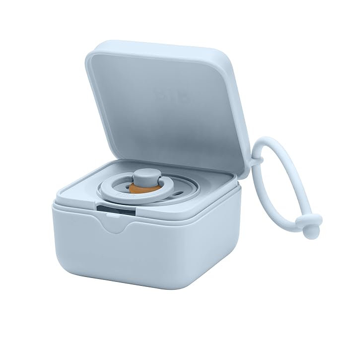 BIBS Pacifier Box with Loop for Storing & Carrying Soothers | 100% BPA Free Material | Designed & Made in Denmark | Baby Blue