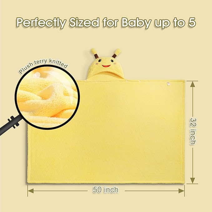 2-Pack Animal Hooded Bath Towels for Babies & Kids 0-6 Years, 50" x 32" Ultra Soft Coral Fleece Baby Towel Set, Super Absorbent, Bath Time Essentials with Cute Animal Ears, Gift Ready