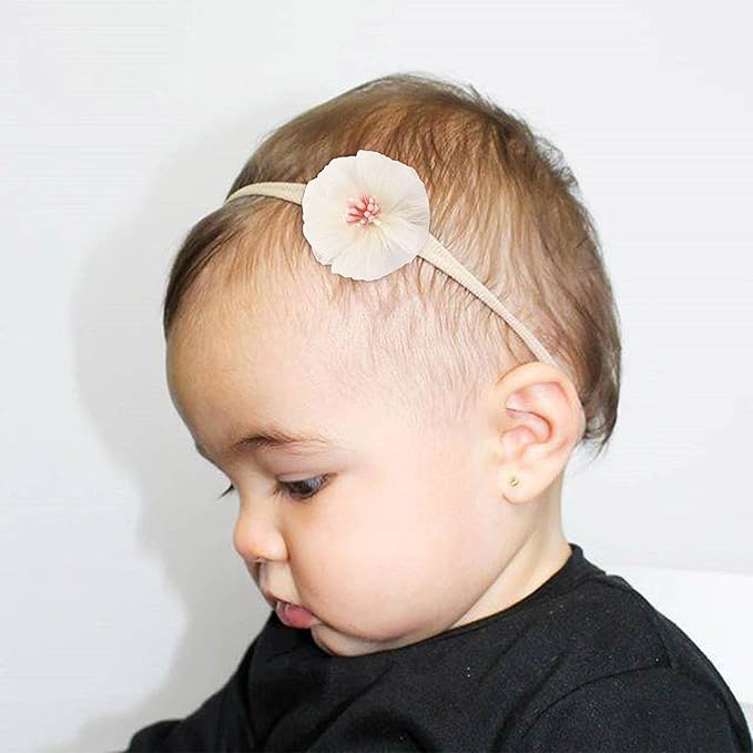 BQUBO Baby Girl Headbands with Bows Nylon Hairbands Handmade Hair Accessories for Newborn Infant Toddlers 10 Pack