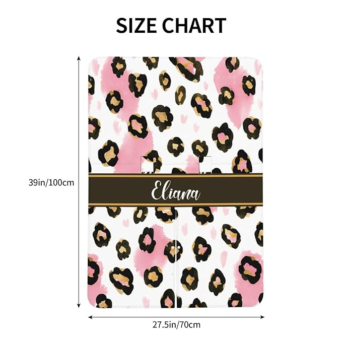 Custom Baby Car Seat Cover with Name – Personalized Leopard Print Nursing Cover, Infant Carseat Canopy, Shopping Cart Cover – Soft, Breathable & Warm – Ideal Shower Gift for Baby Girls