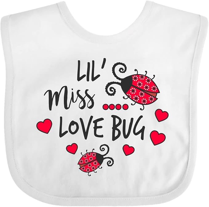 inktastic Lil Miss Love Bug with Lady Bug and Hearts Baby Bib