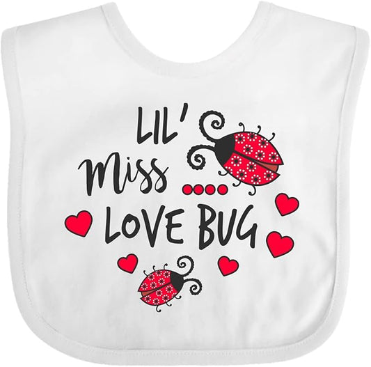inktastic Lil Miss Love Bug with Lady Bug and Hearts Baby Bib