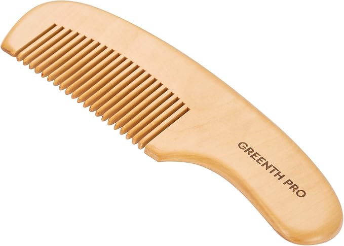 GREENTH PRO Baby Hair Bush and Comb Set -Nature Lotus Wood with Soft Goat Bristle and Pear Wood Comb for Newborns & Toddlers, Ideal for Cradle Cap