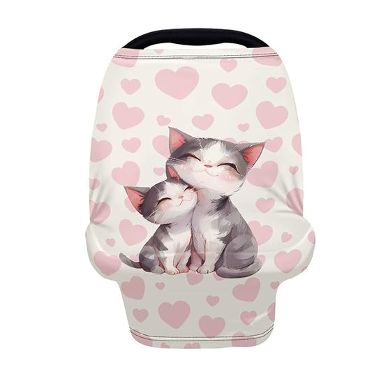 AFPANQZ Cat Baby Car Seat Canopy Nursing Cover Breastfeeding Scarf Shopping Cart Covers Stroller Sunshade High Chair Cover Car Seat Covers Girls Breathable