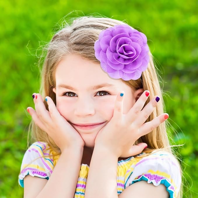 inSowni 24PCS Alligator Hair Clips 3" Chiffon Flower Barrettes Hair Bow Accessories for Toddlers Baby Girl Kids