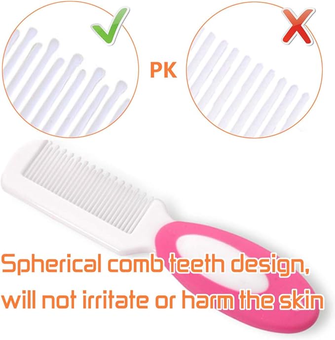 Baby Hair Brush and Comb Set for Newborns & Toddlers | Natural Soft Goat Bristles | Ideal for Cradle Cap | Perfect Baby Registry Gift (Red)