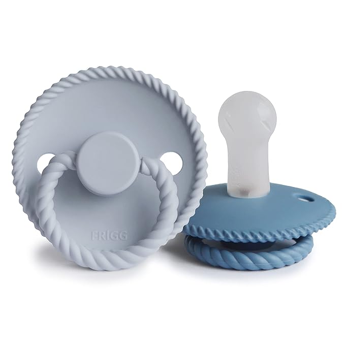 Frigg Rope SilkySoft Silicone Baby Pacifier | Made in Denmark | BPA-Free (Ocean View/Powder Blue, 6-18 Months)