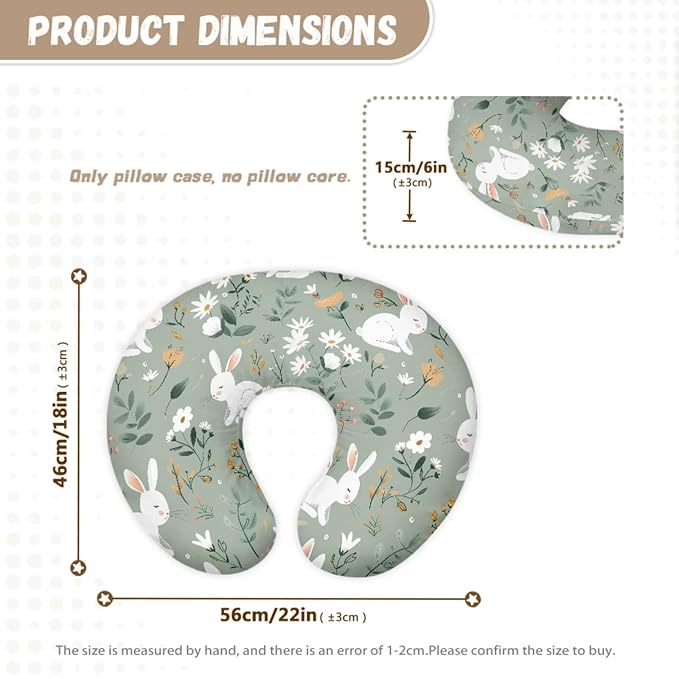 Bunny Carseat Canopy for Babies Cute Breastfeeding Nursing Pillow Slipcovers Breathable Fits Snug On Infant 2PCS Baby Feeding Essentials
