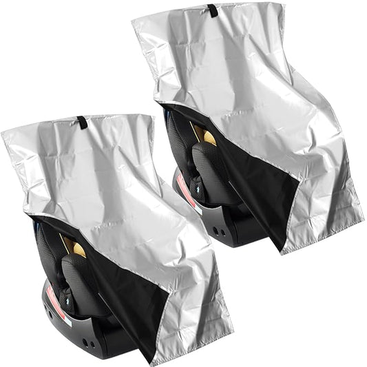 2 PCS Baby Car Seat Sun Shade Cover, Car Seat Heat Protector, Thickened Silver Coated Cloth Cooler Cover Travel Accessories for Infant
