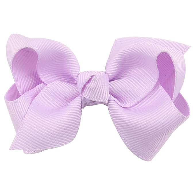 3 Inch Baby Girl Hair Bows Boutique Hair Clip Teens Toddlers Hairpin Headwear - Set of 2 (Light Purple)