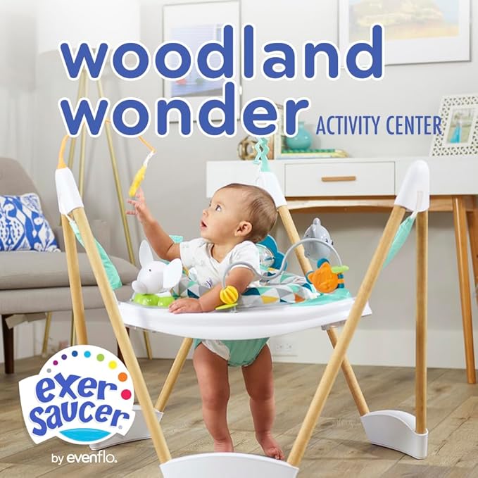 Evenflo Exersaucer Wood Frame Jumper, Woodland Wonder