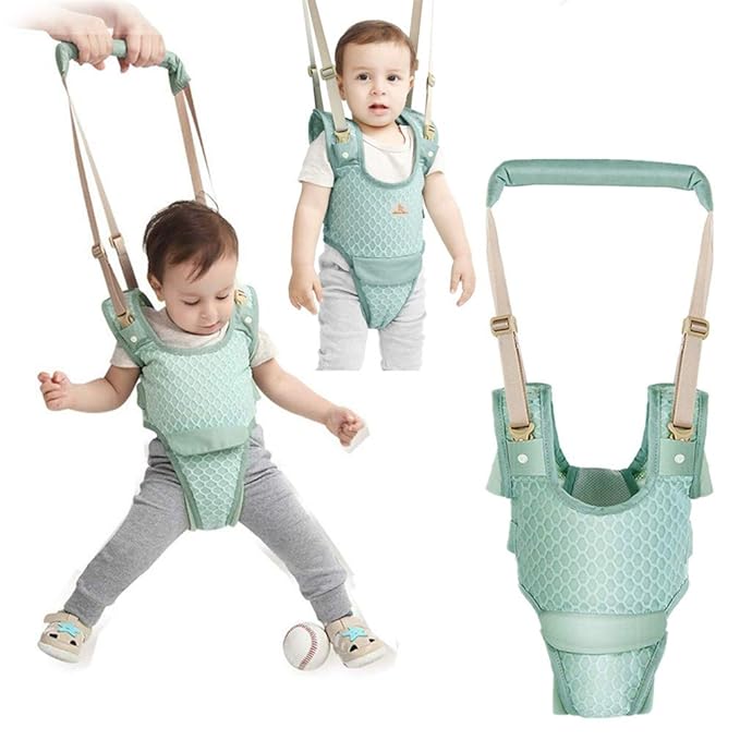 Baby Harness Belt for Toddler, Adjustable Handheld Stand Up and Walking Baby Walker Safety Harnesses, Pulling and Lifting Dual Use Infant Toddlers Walking Assistant Strap (Blue)