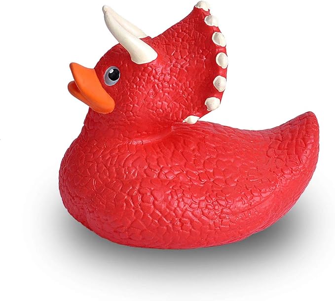 Wild Republic Rubber Ducks, Bath Toys, Kids Gifts, Pool Toys, Water Toys, Triceratops, 4"