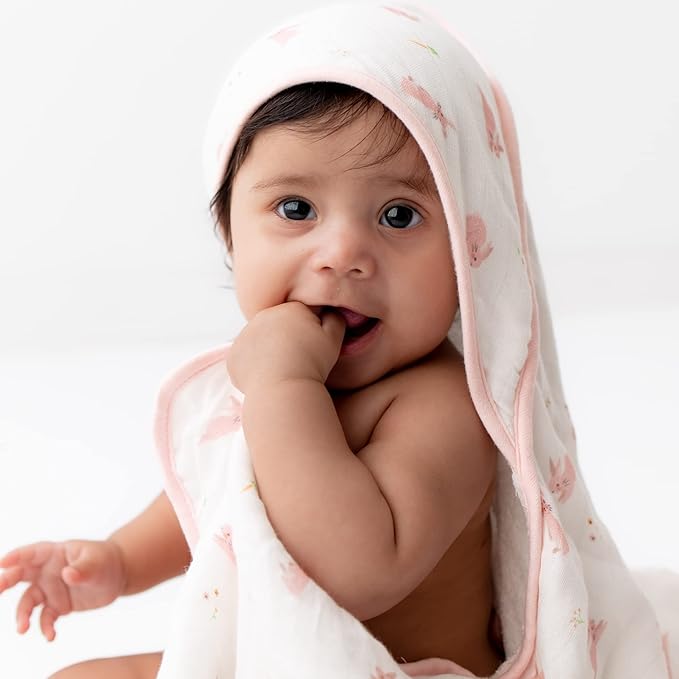 Bamboo Viscose Baby Hooded Towel & Washcloth Set for Babies and Toddlers, Soft & Absorbent, 70% Viscose from Bamboo, 30% Cotton Muslin - Imported (Bunny)