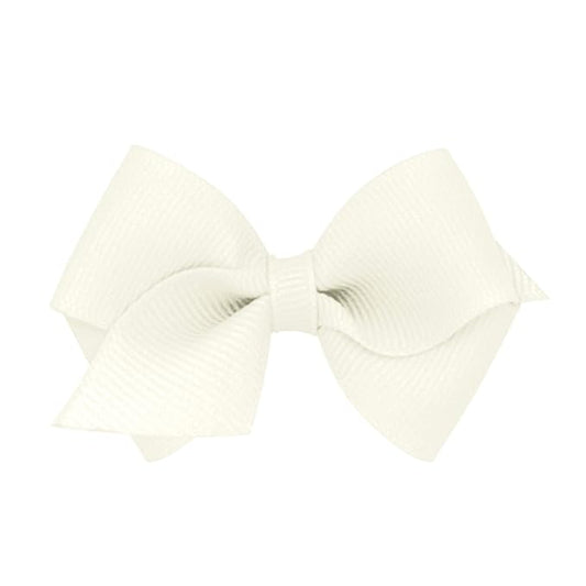Wee Ones Girls' Classic Grosgrain Hair Bows with Plain Wrap Center, No-Slip Hair Clip, Handmade, Antique White, Wee