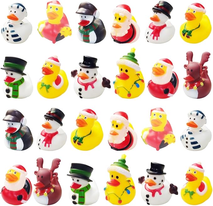 Anditoy 24 Pack Christmas Rubber Ducks Bath Toys for Kids Boys Girls Toddlers Christmas Party Favors Stocking Stuffers Gifts