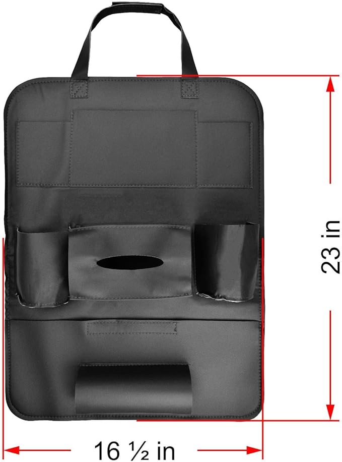 JDMBESTBOY Brown Universal Car Back Seat Organizer with Larger Protection & Storage - Holder, Reinforced Corners to Prevent Sag, Eco Friendly Materials - Great Travel Accessory for Kids