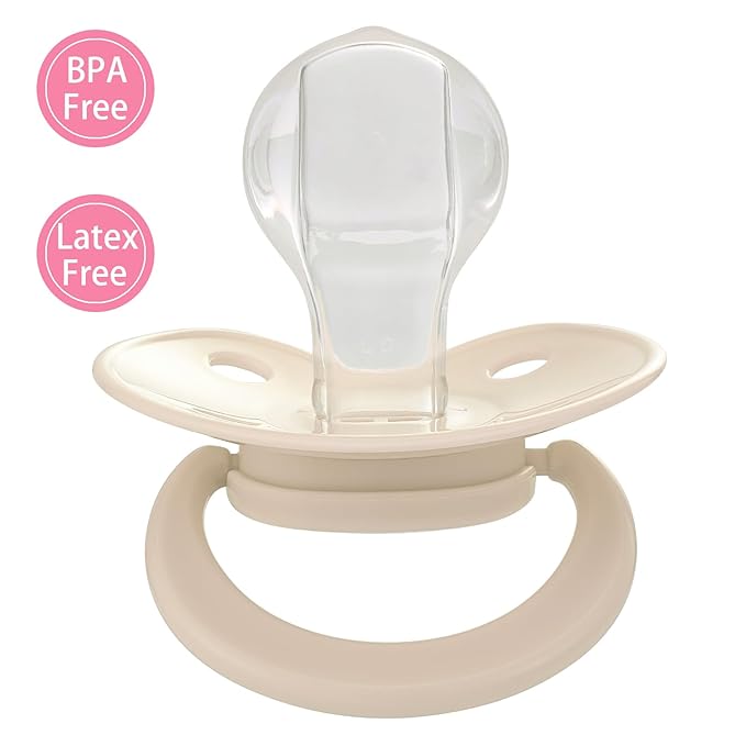 Adult Sized Pacifier Bigshield : Replacement Silicone Paci Big Teat for Anxiety Release - Orthodontic Binky Taken Apart and Re-Assembled Ivory