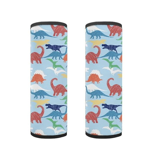 ENLACHIC Baby Car Seat Belt Cover, Cute Dinosaur Print Car Seat Shoulder Strap Pads, Infant Car Seat Cushion Safety Seatbelt Protector for Kids Boys Girls,Blue Dinosaur