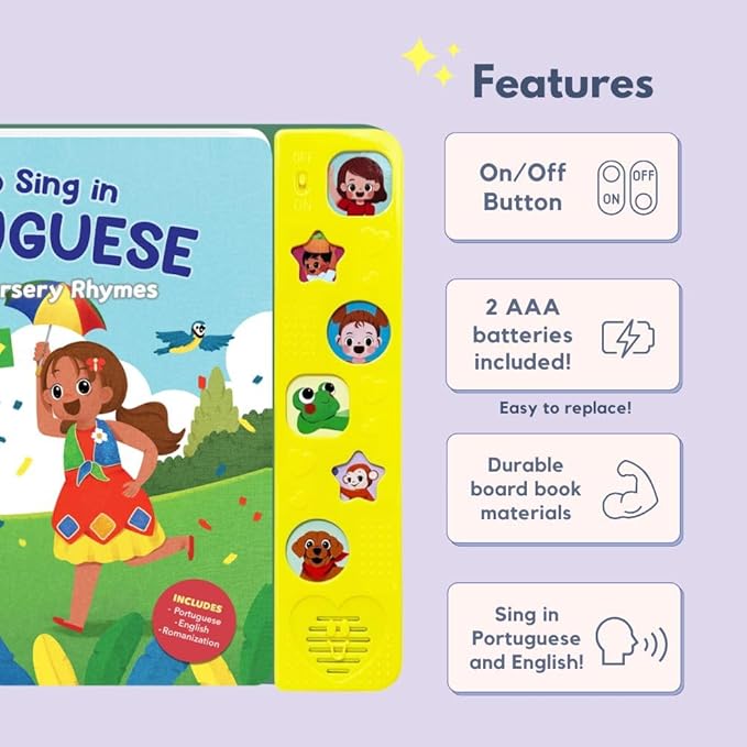 I Love to Sing in Portuguese: Brazilian Nursery Rhymes, Musical Baby Sound Books for Toddlers 1-3, Brazilian Books for Children, Interactive Songbook