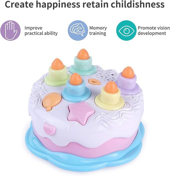 First Birthday Cake Toy - Singing Music Cake Toys with Counting and Blow Candles Toys for 1 2 3 4 Years Old Boys Girls Birthday and Xmas Gift