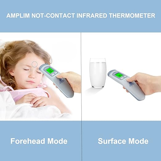 Amplim Bundle of Hospital Medical Grade No Touch Non Contact Digital Infrared Temporal Forehead Thermometer for Adult/Baby/Kid/Toddler/Infant/Nurse
