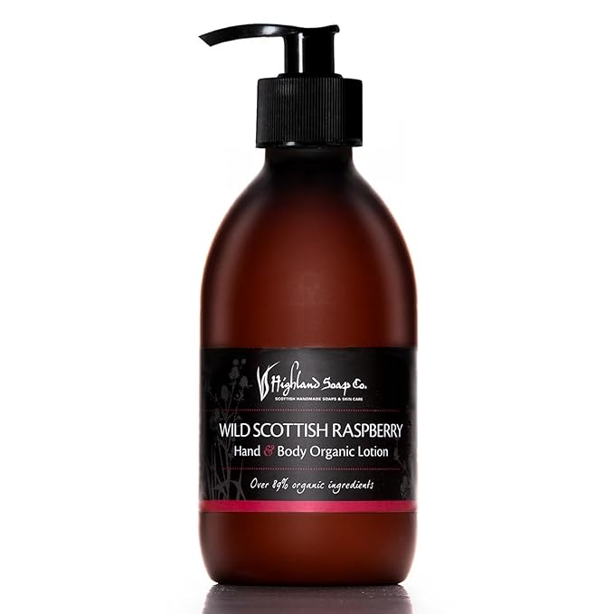 The Highland Soap Company, Hand & Body Organic Lotion, Wild Scottish Raspberry, 10 Fl Oz Bottle (Pack of 1)