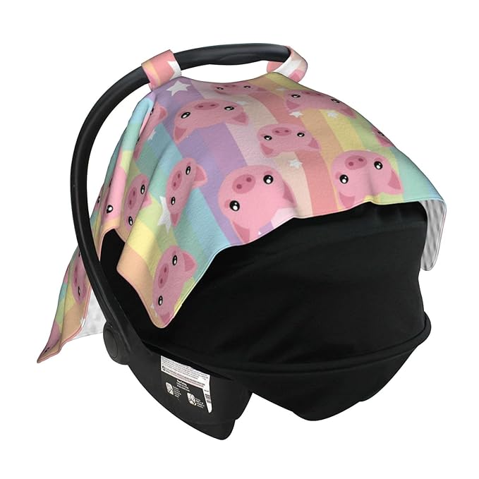 Pig Baby Car Seat Canopy Cover 39x27.5 Inches Multi Use Nursing Cover for Newborn Car Seat Canopy Mom Nursing Breastfeeding Covers Newborn Shower Gifts