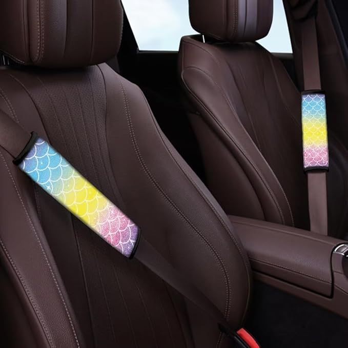 Colored Scales Car Seat Belt Cover Car Seat Belt Shoulder Pads Seatbelt Protector Set of 2 Universal Fit for Adults Car Interior Decor