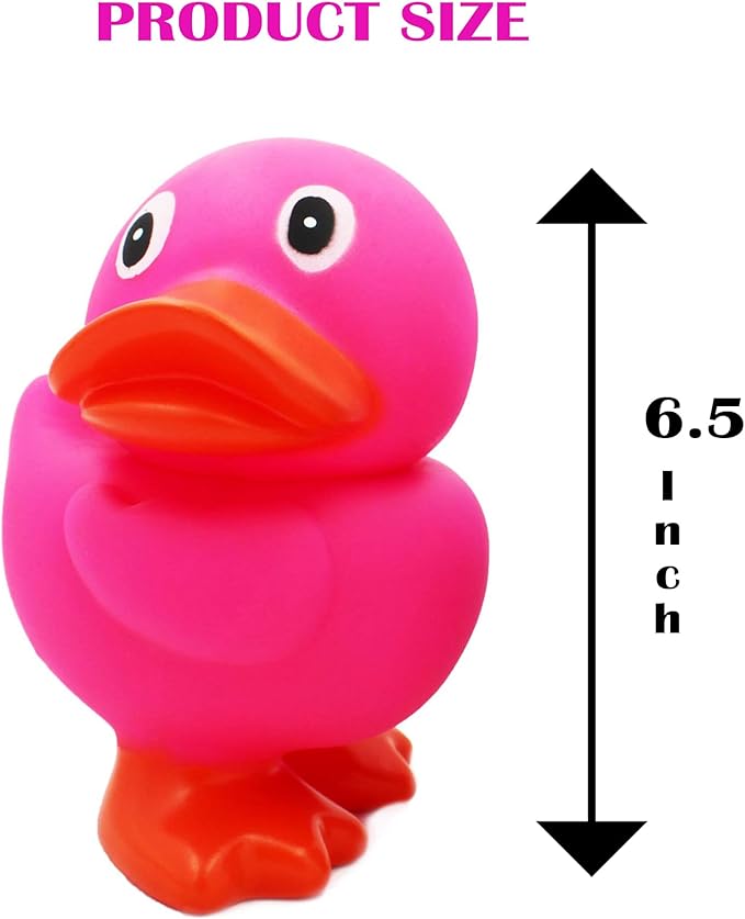 The Dreidel Company Jumbo Rubber Duck Toy with Flippers, Giant Rubber Duckies for Kids, Bath, Baby Shower, Birthday, Pool Activity, 6.5" Tall (2-Pack Assorted)