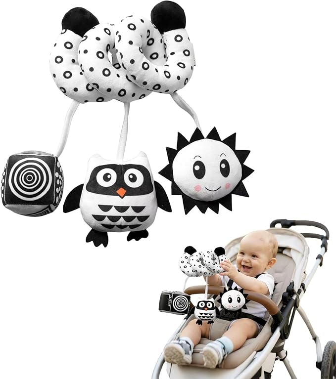 Multi-Use Baby Spiral Activity Toy – Spiral carseat Toy for Car Seat, Stroller,Play Gym, Keeps Baby Quiet, Easy Travel Solution