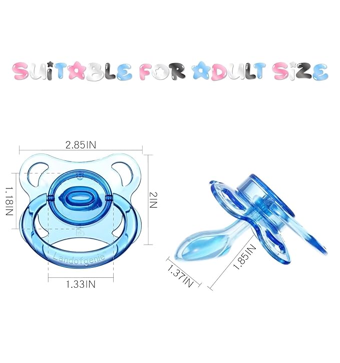 Landofgenie Large Shield Adult Size Pacifiers Set Moon Shape Transparent Design Pacifier Blue