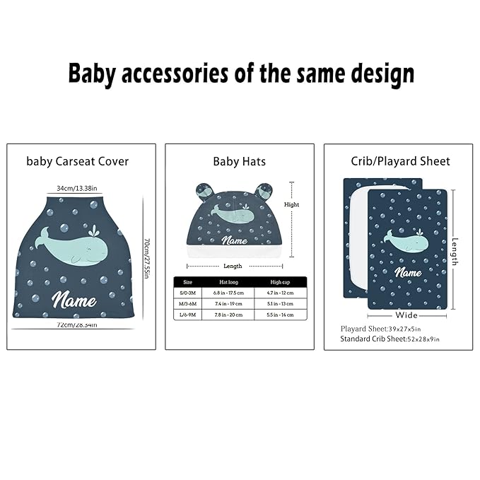 Personalized Baby Name Car Seat Cover for Boys, Customized Cartoon Whale Stroller Canopy, Multiuse Nursing Covers, Ocean Theme Infant Carrier Cover, Breastfeeding Scarf, Gift for Newborn Boy Girl