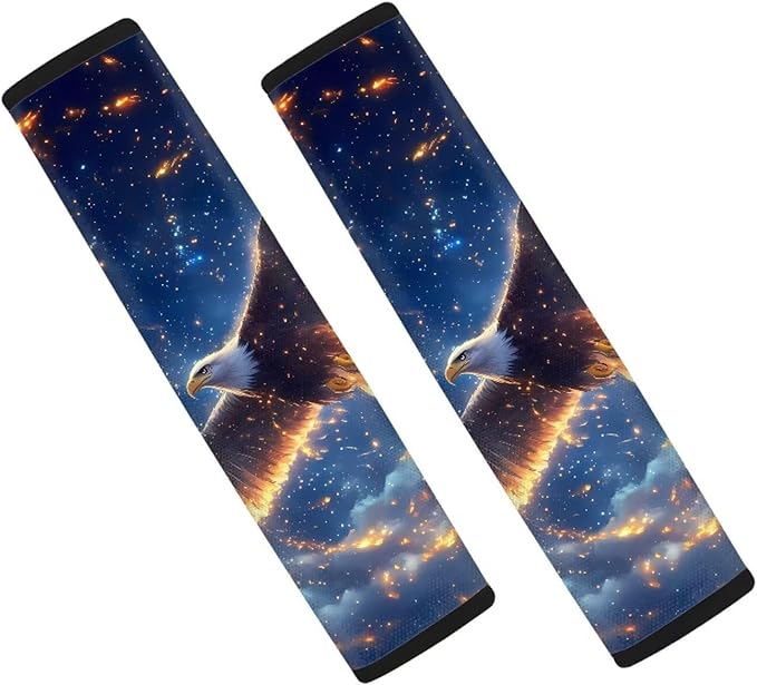 Car Seat Belt Pads Cover,Glowing Eagle Pattern Safety Shoulder Straps Pads Belt Strap Covers for Women Men Standard Size Car Interior Decor