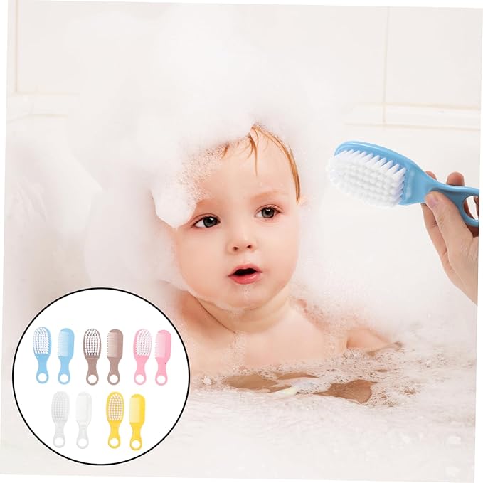 VICASKY 5sets Bath Brush and Comb Newborns Toddlers Soft Bristle Hairbrush and Cradle Cap Treatment Gentle Scalp Massage Tool