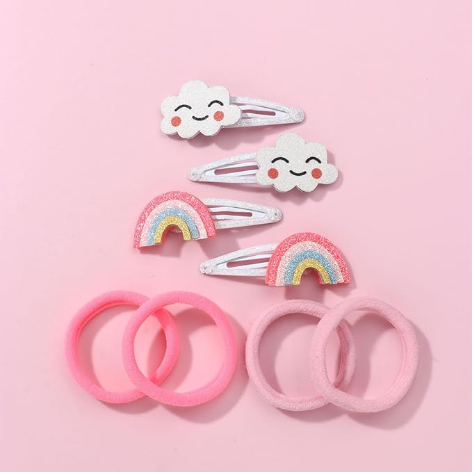 Baby Rainbow Cloud Headband Girls Hair Clips Pin Cloud Hair Band Rainbow Headwear BBG17 (Set-B)