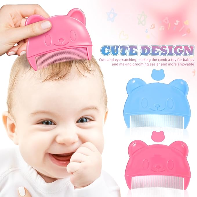 SEWACC 2pcs Baby Hair Combs Cute Bear Shape Plastic Baby Comb for Cradle Cap Removal Bath Brush for Newborns Toddlers