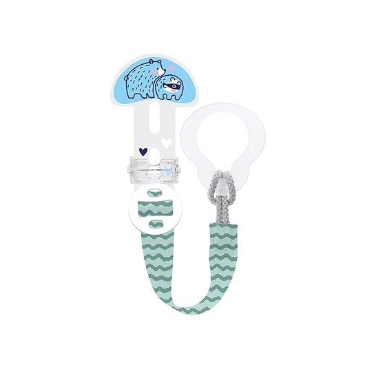 MAM Dummy Clip | Baby Soother Clips Fit All MAM Soothers | Adjustable Length and Lightweight Design | Baby Accessories | Blue (Various Designs) | Dummies Not Included