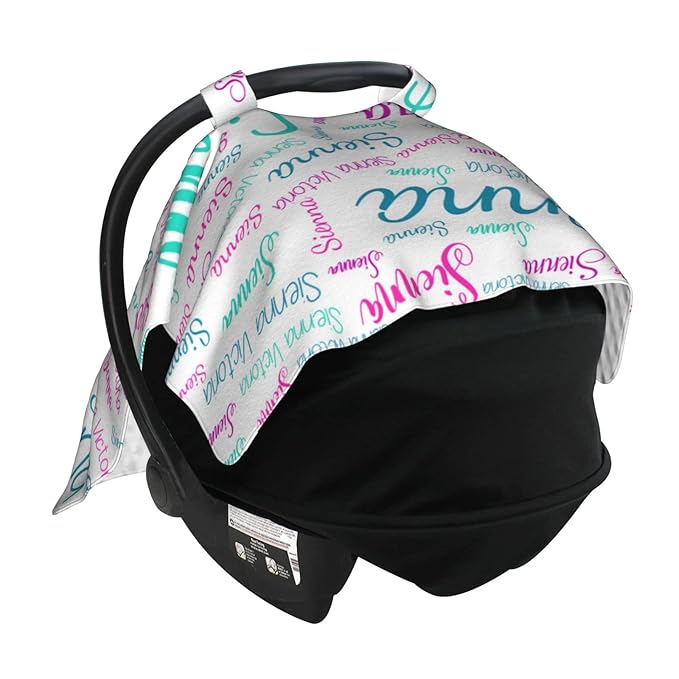Personalized Baby Car Seat Cover Canopy with Name for Girls Boys Custom Baby Carrier Covers