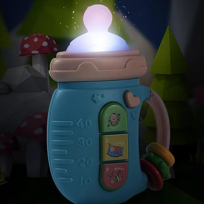 Baby Musical Toy 18M+ Cute Bottle Light Up Music Toys Early Learning Educational Infant Toys Girl Boys Birthday Gift Toy for 2 3 Years Old (Blue)