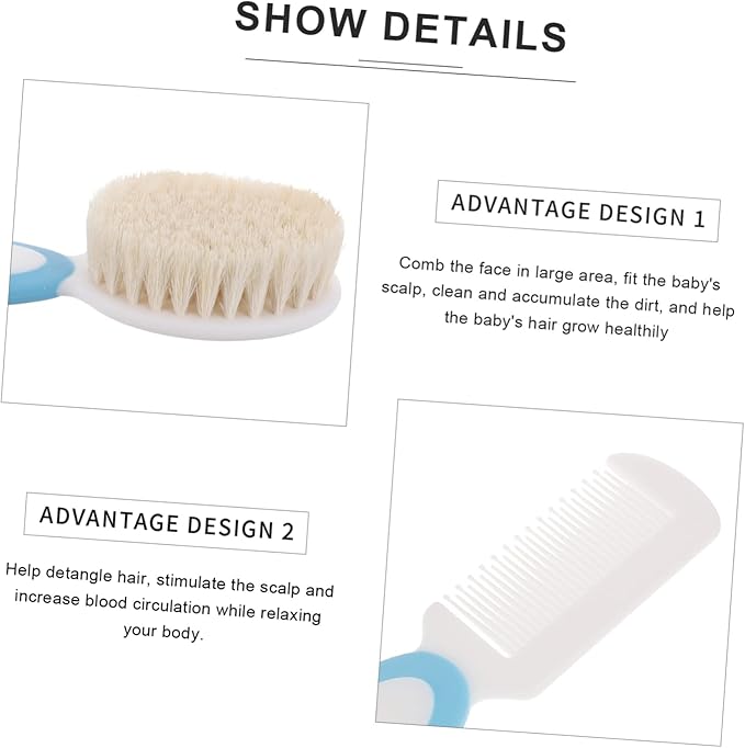 Baby Shampoo Brush Set Hair Accessories for Newborns Toddlers Gentle Wool Bristles