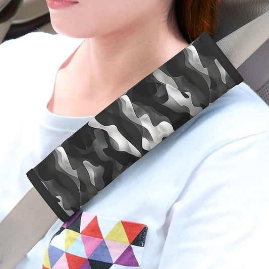 2 Pack Seat Belt Cover Black Camo Army Seat Belt Pads for Car Seatbelt Protector Seat Belt Cushion Soft Comfort Safe Belt Shoulder Strap Covers Black Gray Harness Pads