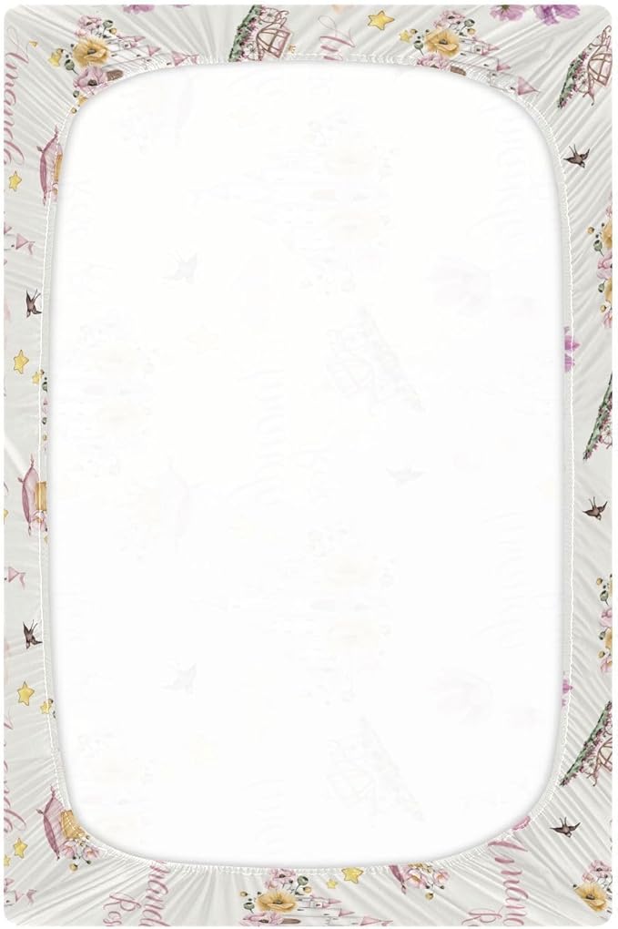 Personalized Pack n Play Sheeted Fitted Soft Material - Custom Princess Castles Baby Mini Crib Sheets for Baby Girls