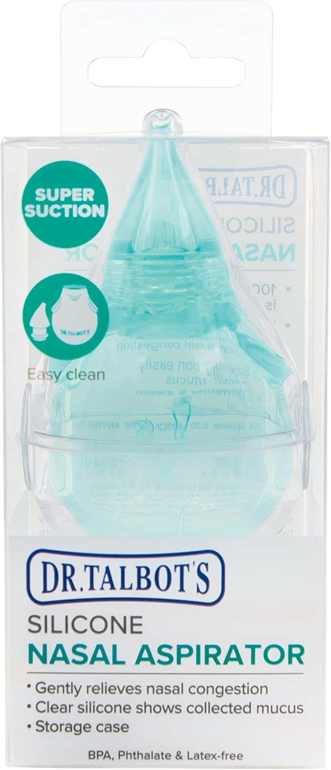 Dr. Talbot's Nasal Aspirator for Babies - Silicone - with Storage Case - Blue Elephant,(Pack of 2)
