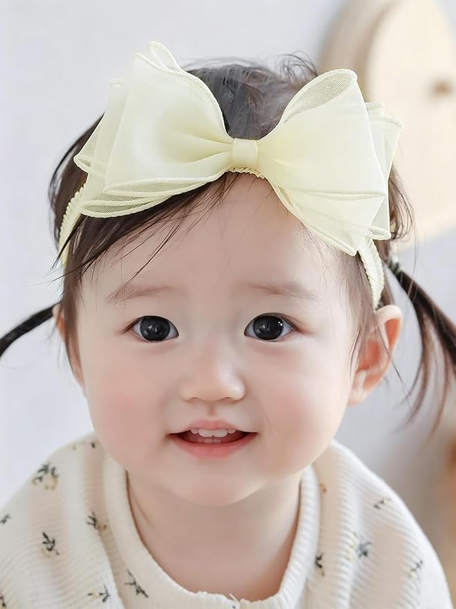 Baby Girls Cute Lace Bow Headband Soft Cotton Elastic Hair Accessories for Toddlers Newborns Ideal for Birthdays Baby Shower Photoshoots Special Occasions
