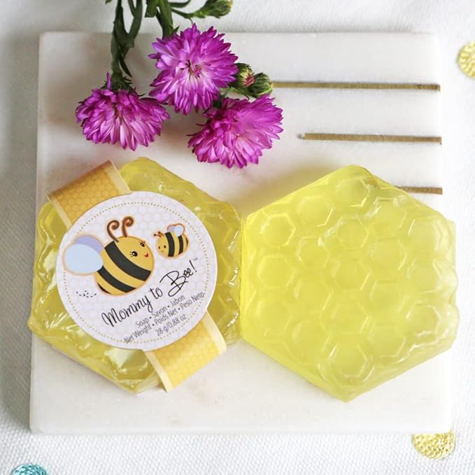 Kate Aspen Sweet Honey & Fresh Flower Scented Honeycomb Soap, Mommy to Bee Baby Shower Favors, Pack of 4 Count,21084NA