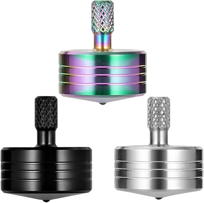 Stainless Steel Spinning Top, Precision Mini Desktop Gyroscope, Kill Time Reduce Stress ADHD Toys, Perfect Balance Gyro (3PCS Black+Silver+Iridescent Style 4)